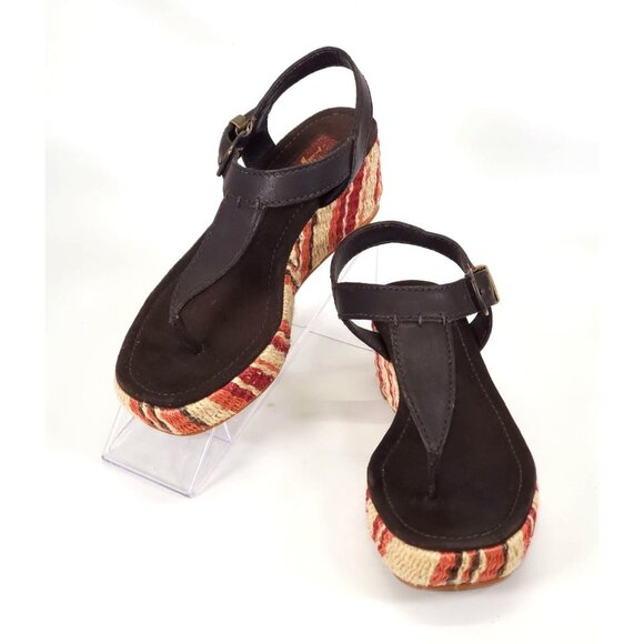 7 for all mankind Women's Multicolor Straw Wedge Sandals Size 6M 1281 - Picture 3 of 12